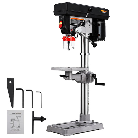 13 in Benchtop Drill Press, 7.5 Amp 120V, 288-3084 RPM Variable Speed Cast Iron Bench Drill Press, 0-45° Tilting Worktable, Tabletop Drilling Machine for Wood Metal