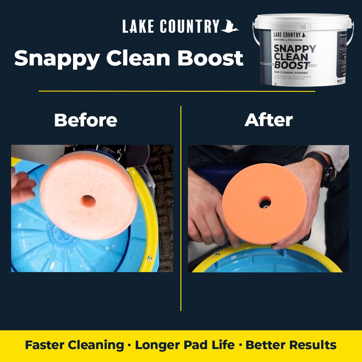 Lake Country Snappy Cleaner Powder - Concentrated Pad Cleaning Powder Formula for Foam, Wool & Microfiber Pads. Removes wax and polish residue and extends pad life. 11lbs. (5 Liter)