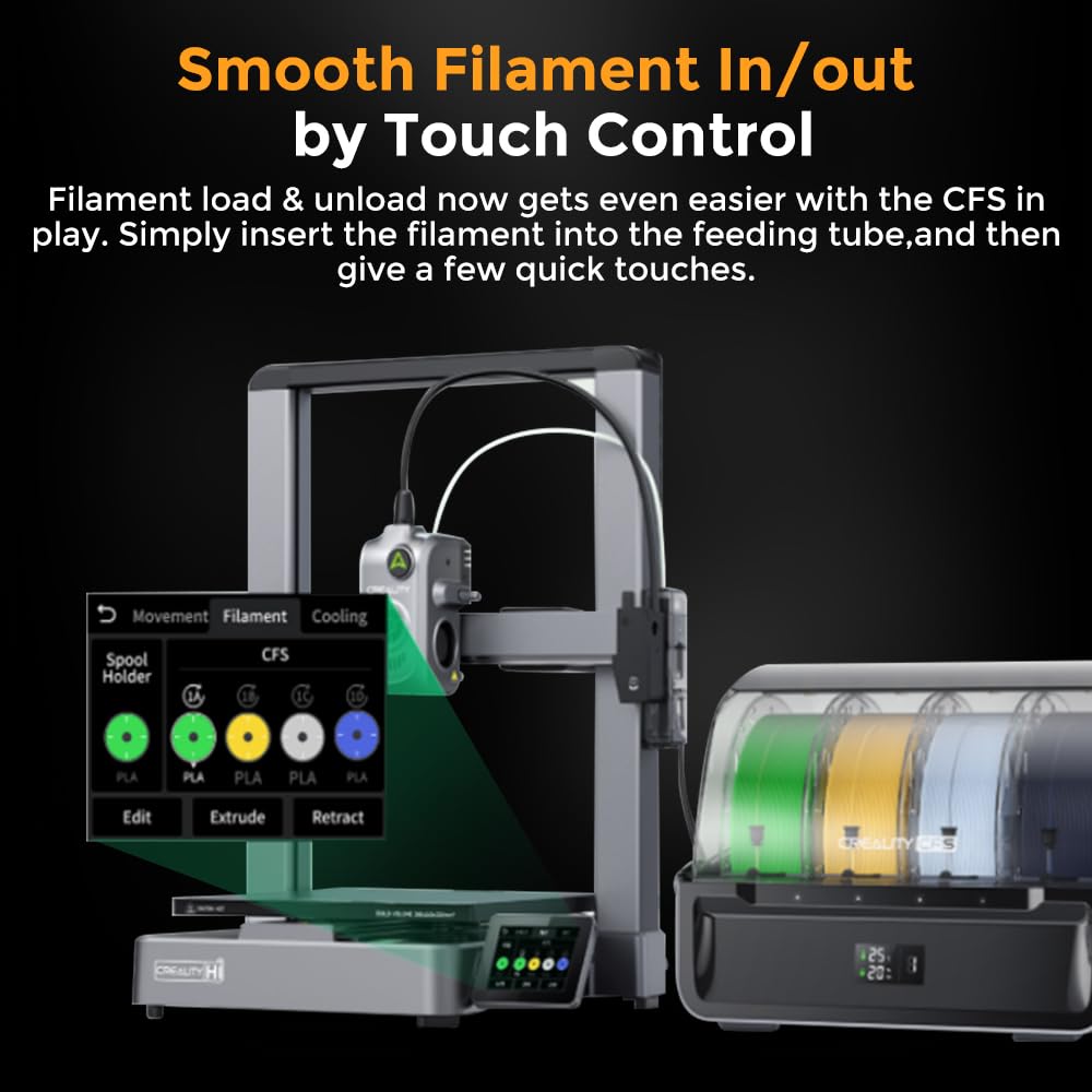 Creality Hi Combo (A) 3D Printer, Multi Color 3D Printing with CFS, 500mm/s Print Speed 95% Pre-Assemble, XY Step-Servo Motor and Auto Leveling Build Volume ‌10.24×10.24×11.81 inch