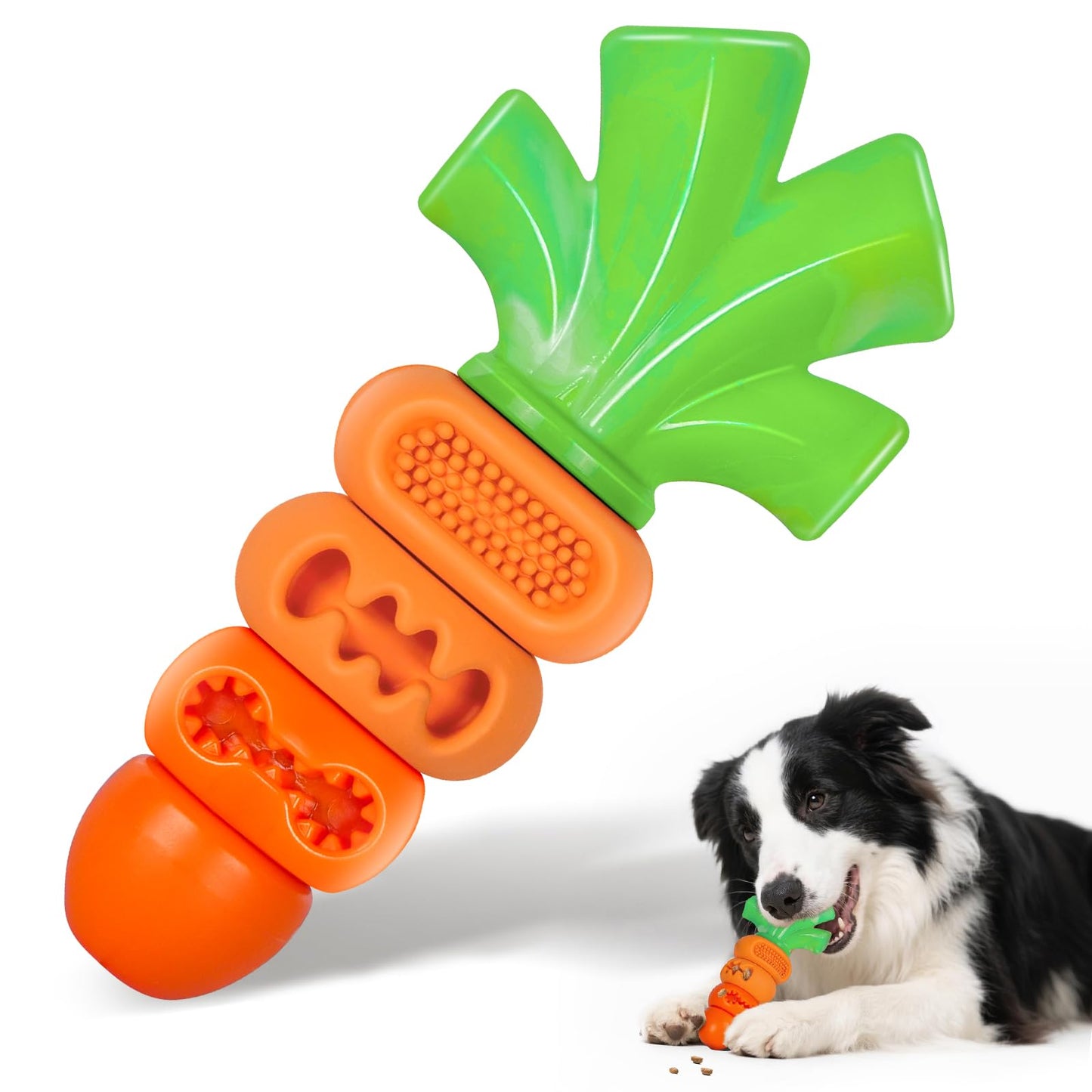 Frienhund Dog Toys for Aggressive Chewers Bacon Flavored: 7" Tough Dog Chew Bone, Hard Nylon & Rubber Teeth Cleaning Toy, Carrot-Shaped Dog Chew Toy for Large Medium Breed 20-70lbs