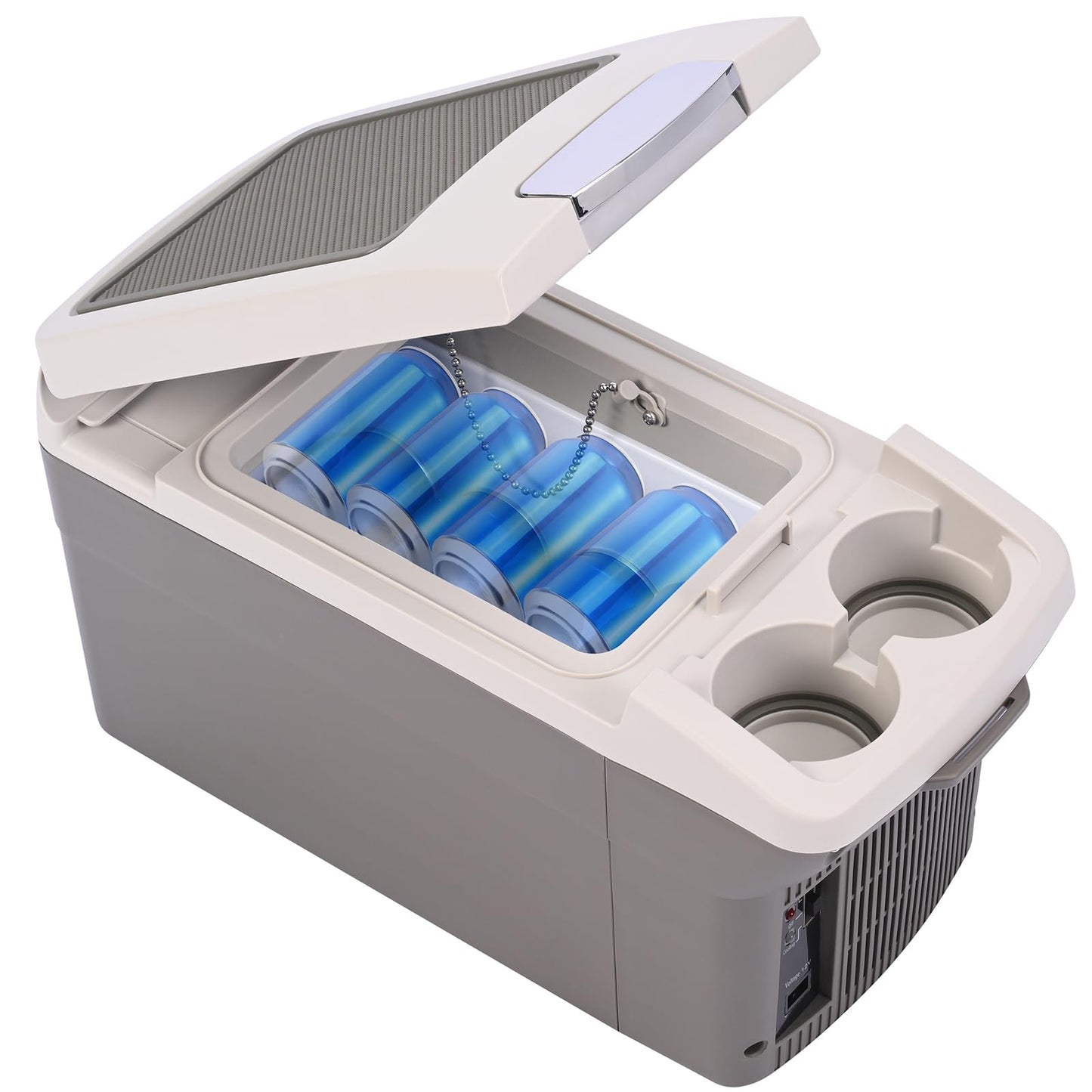 ICEROVER 12V Car Refrigerator Cooler/Warmer 6 Quart (6L), 12 Volt DC &110V AC, Electric Car Fridge Portable Compact Camping Cooler Thermoelectric 12V Small Fridge for Car,RV,Camping (Grey)