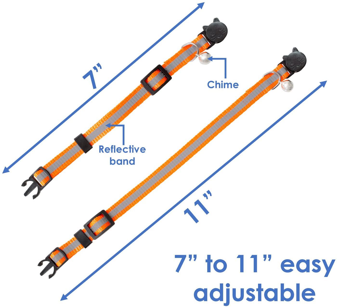 Reflective Cat Collar with Bell, Set of 6, Solid & Safe Collars for Cats, Nylon, Mixed Colors, Pet Collar, Breakaway Cat Collar Charms