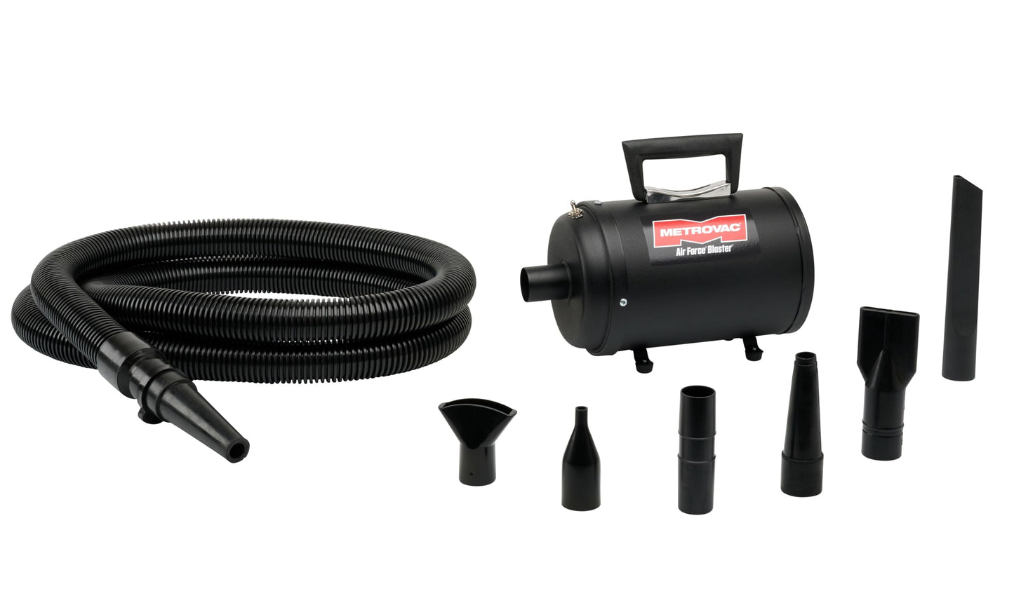 METROVAC Air Force Blaster, Lightweight Car & Motorcycle Vacuum Cleaner, Dryer with Truck Air Duster - Black