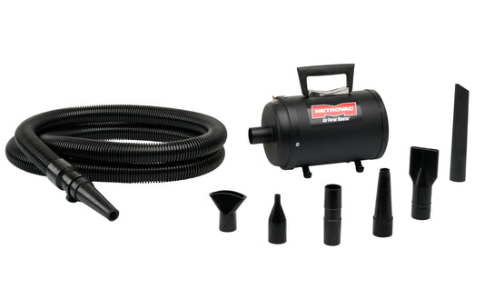 METROVAC Air Force Blaster, Lightweight Car & Motorcycle Vacuum Cleaner, Dryer with Truck Air Duster - Black