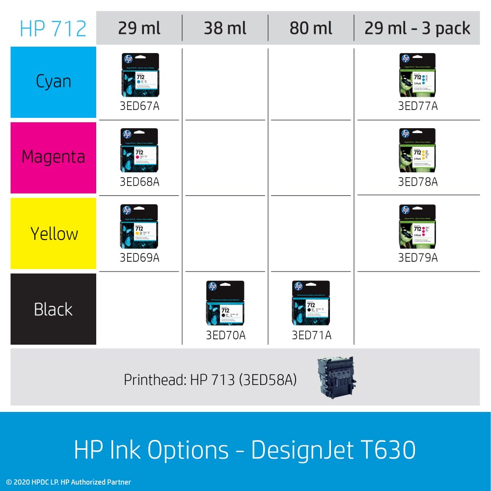 HP DesignJet T630 Large Format 24-inch Plotter Printer, with Auto Sheet Feeder, Media Bin & Stand (5HB09D) - New Model