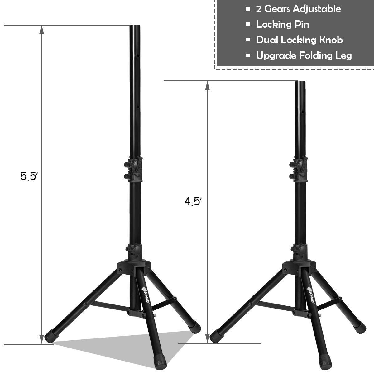 GOFLAME All-in-one Bluetooth Loud Speaker Set of 2, 2000W Active 3-Way 6.5'' PA System Speaker with Height Adjustable Stand, USB/SD Card Readers, FM Radio, Suitable for Indoor and Outdoor Use