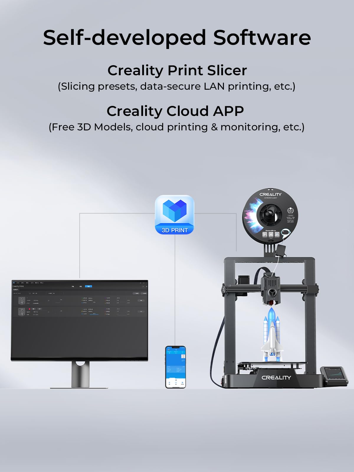 Creality Ender-3 V3 KE 3D Printer, 500 mm/s High-Speed Printing with Auto-Leveling, Sprite Direct Extruder Supports 300℃ Printing, Ultra-Smooth and Stable, 220×220×250 mm Print Volume