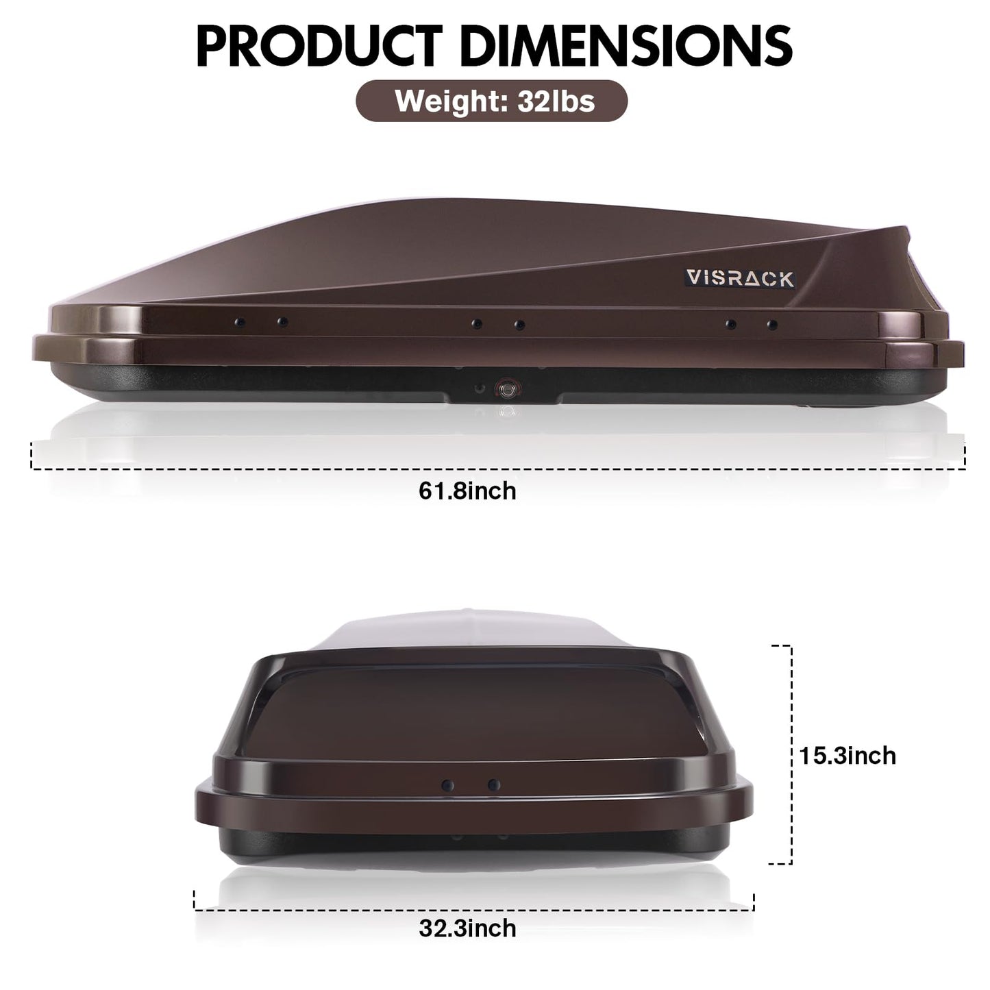 Hard Shell Rooftop Cargo Carrier with Roof Box, Heavy Duty Weatherproof 14 Cubic Feet Rooftop Cargo Carrier for Car Storage, Brown