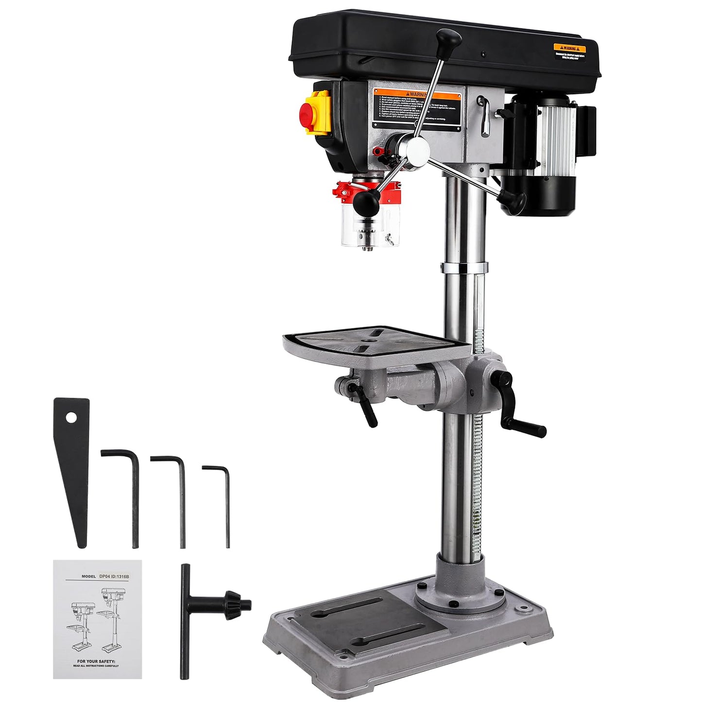 13 in Benchtop Drill Press, 7.5 Amp 120V Pure Copper Motor, 288-3084 RPM Variable Speed Cast Iron Bench Drill Press, 0-45°Tilting Worktable, Tabletop Drilling Machine for Wood Metal