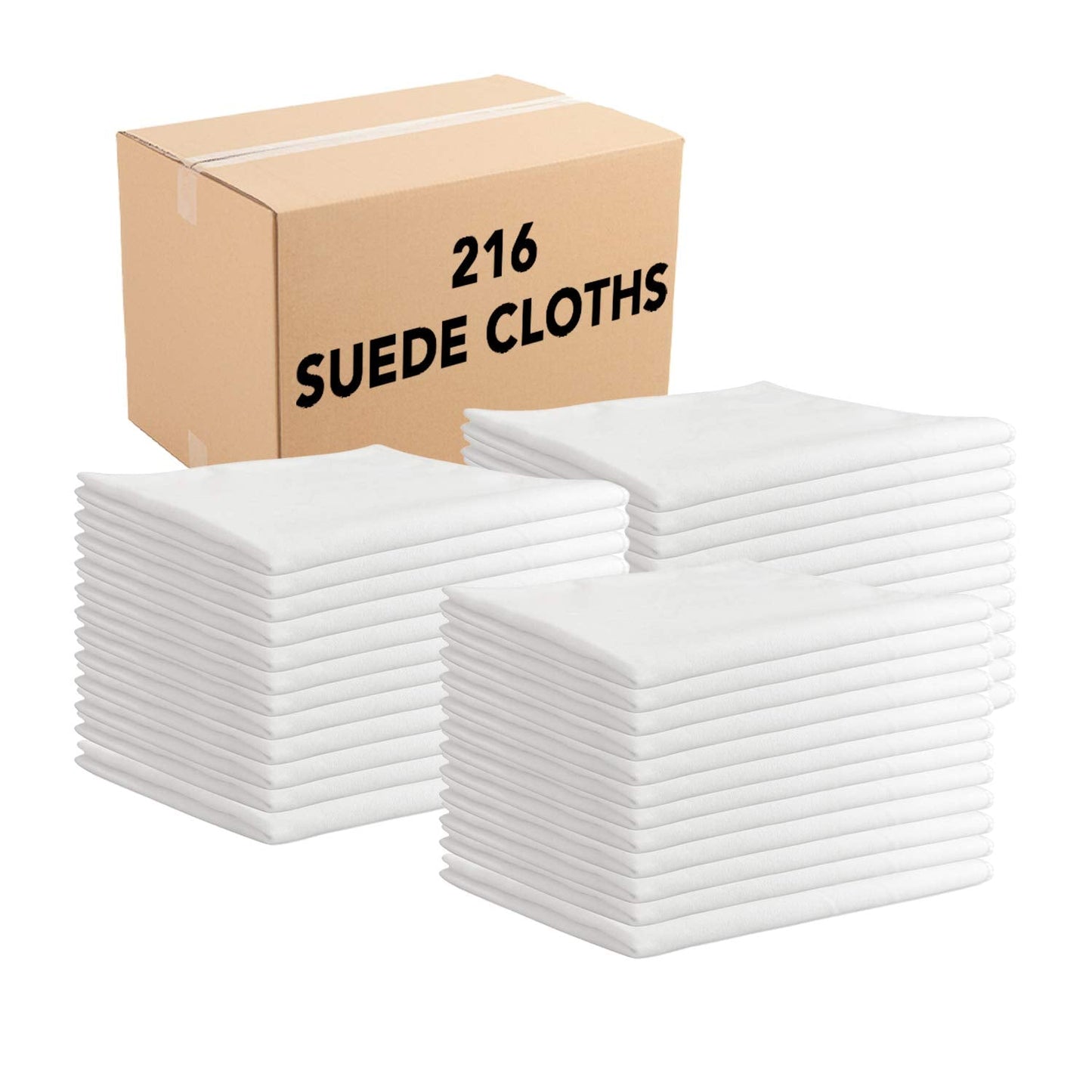 Arkwright Microfiber Suede Glass Cloths - (Case of 216) Absorbent Dish Drying Cloth, Bulk Cleaning Towel Set Perfect for Home, Kitchen, Gym, Cars, and Glass, 16 x 16 in, White