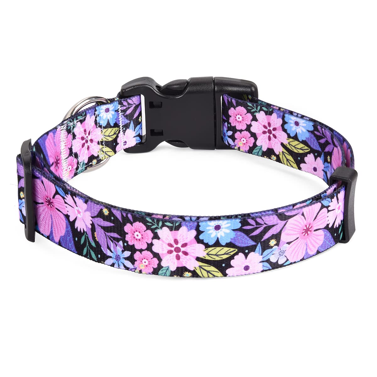 Mihqy Dog Collar with Bohemia Floral Tribal Geometric Patterns - Soft Ethnic Style Collar Adjustable for Small Medium Large Dogs(Floral Pink,S)