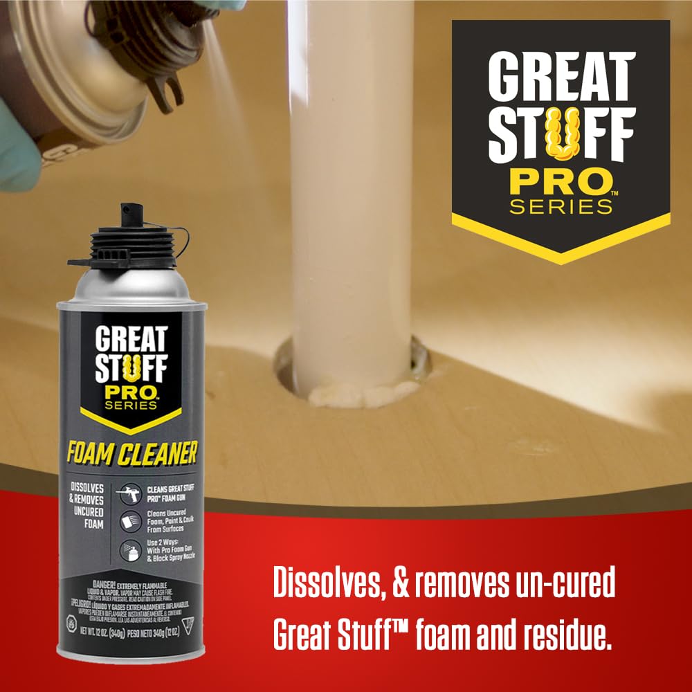 Great Stuff PRO Foam Cleaner 12oz - For Use With PRO Series Spray Foam Applicators - Pack of 12