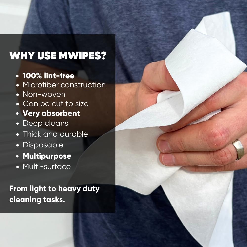 16" x 16" Mwipes Microfiber Disposable Shop Towels for Cleaning - Lint Free (500 Count) - Microfiber Wholesale