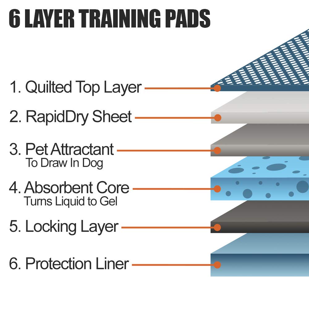 BV Puppy Pads Leak-Proof 100 Count 22"x 22" - Absorbent Pee Pads for Dogs with 6-Layer Design, Rapid Dry Sheet & Built-in Attractant - Dog Pad with Odor Control, Perfect for Puppies & Senior Dogs