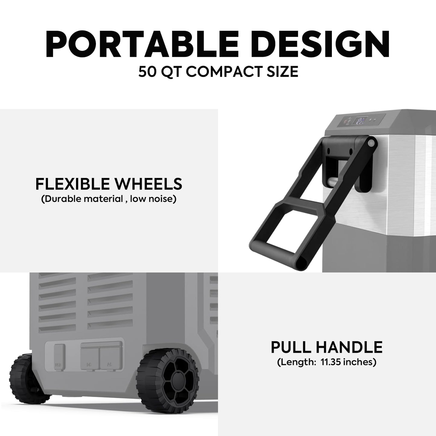 ICECO JP50 Pro Portable Refrigerator,12Volt Car Fridge Freezer, Compact Refrigerator with Secop Compressor, for Outdoor, Camping 51.7 Quart, -4℉～68℉, DC 12/24V, AC 110/240V, Multi-directional Lid