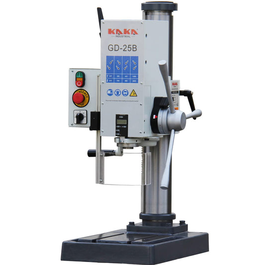 KAKA INDUSTRIAL Variable Speed Bench Drill Press,GD-25B 0.9kW 220V 3-Phase, 8-Speed (130-3200 RPM), Cast Iron Benchtop, 25mm Max Drilling, MT3 Taper