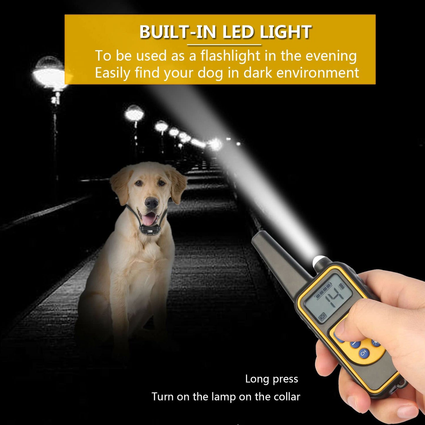 Heaflex Dog Shock Collar with Remote, Dog Training Electric Collar, Waterproof Rechargeable, 1640ft Dog Shock Collar with LED Light, Beep, Vibration, Shock for Medium/Large 3 Electronic Collars Dogs