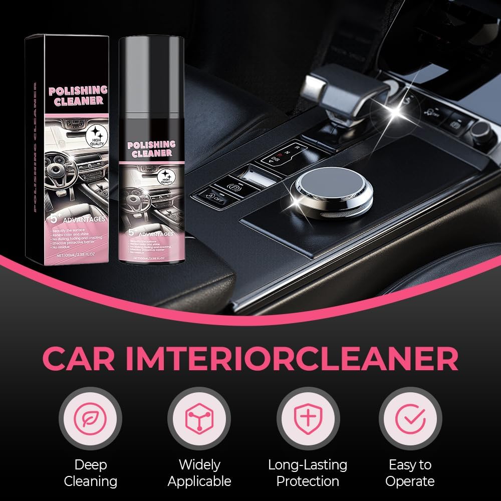 Car Interior Cleaner,Vehicle Interior Polish,Interiors Detailer Spray,Total Cars Interior Cleaner Rejuvenation,Decontamination,Interior All Purpose Car Cleaner (2PCS*100ml)