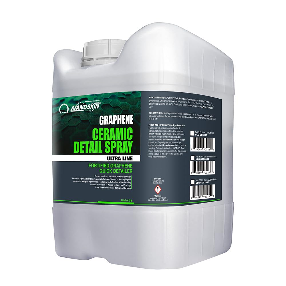 Nanoskin Graphene Ceramic Detail Spray 5 Gallons – Hydrophobic Waterless Quick Detailer for Car Detailing | Prolongs Waxes, Sealants & Coatings| Dust Buster, Clay Bar Lubricant, Drying Aid & More