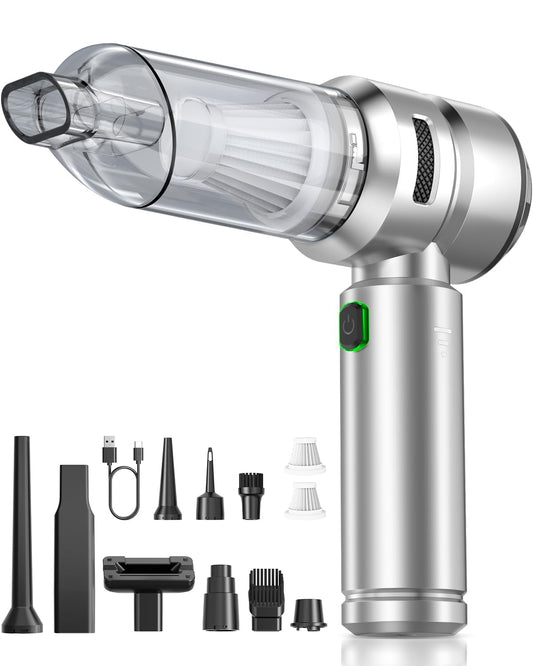 VNOST Car Vacuum,3 Suction Modes,Portable Mini Cordless Cleaner with 24000pa Suction Power,Type-C Charge,Handheld Vacuum for Home,Car, Office Desk, Keyboards(Silver White)