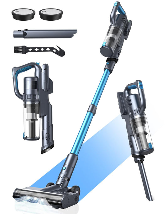 MIUZZY 35,000pa Cordless Vacuum Cleaner, Max 50 Minutes, Lightweight Cordless Cleaners for Home, Stick and Handheld Vacuum for Carpets, Hard Floor, Pet Hair, Cars (Blue)