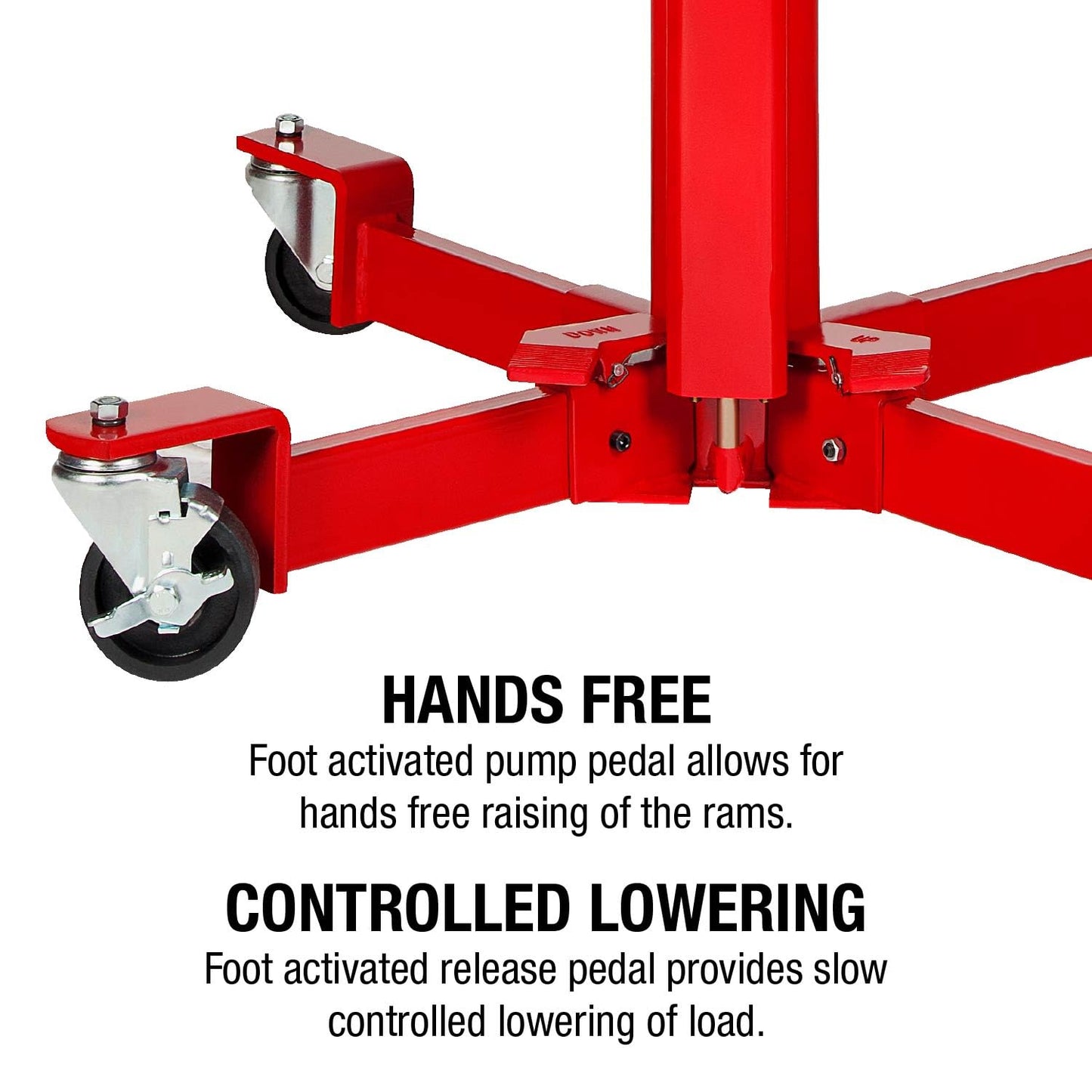 Sunex Tools 7796 1,000 lb Telescopic Transmission Jack, Air/Hydraulic, Foot & Hand Pump, Adjustable Saddle Arms, 73.5 in Max Height