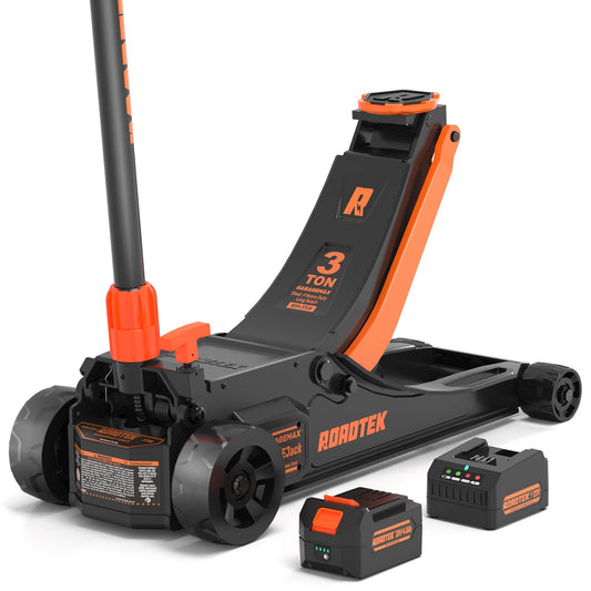 ROADTEK 3 Ton Electric Floor Jack, Low Profile Jack for Quickly Car Lift, Hydraulic Service Jack, 6000 lbs Capacity. Lifting Range 3-3/8" to 20"