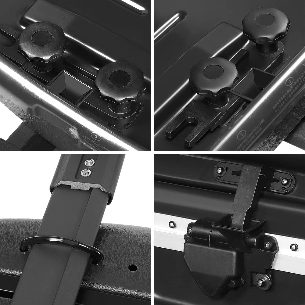 DNA MOTORING Extra Long XXL Rooftop Cargo Carrier Box Lockable Heavy Duty Car Top Storage Case w/Lock+Keys, 110Lb Capacity, 17 Cubic Ft.(Textured Black),PT-ZTL-8295-BK