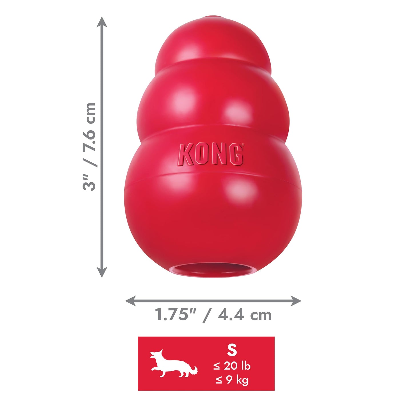 KONG Classic Stuffable Dog Toy - Fetch & Chew Toy for Dogs - Treat-Filling Capabilities & Erratic Bounce for Extended Play Time - Durable Natural Rubber Material - for Small Dogs
