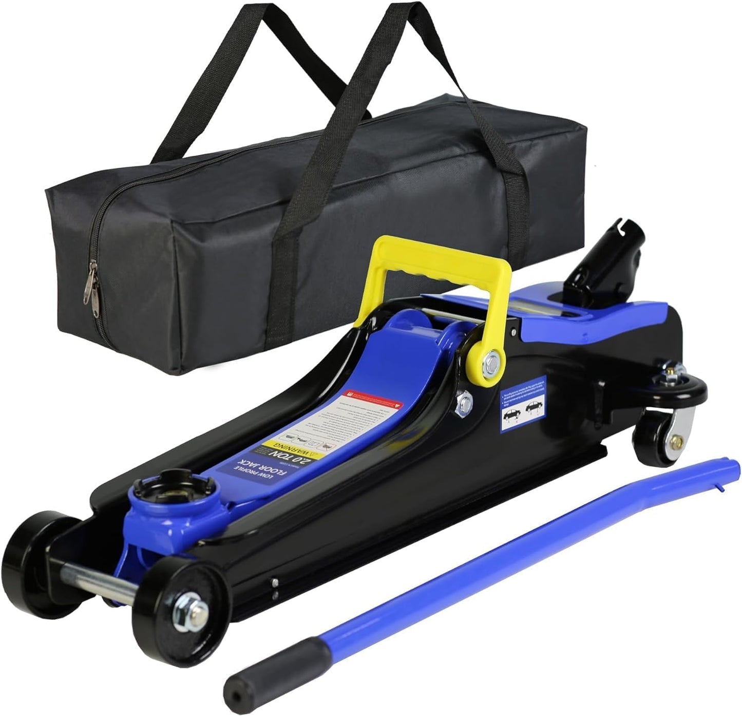 KUVADAZ 2 Ton Low Profile Floor Jack, Heavy Duty With Single Piston Quick Lift Pump, Steel Car Jack Adjustable Height 3.3"-15.2", Hydraulic Trolley 4000 LBS Capacity, Blue