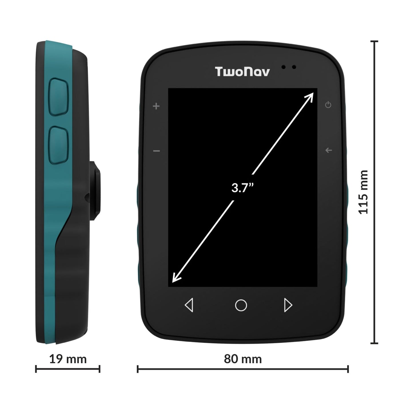 TwoNav Terra (32 GB), GPS Bike Computer with 3.7-inch Wide Screen for Mountain, Hiking, MTB, Bicycle with maps Included. Colour Turquoise