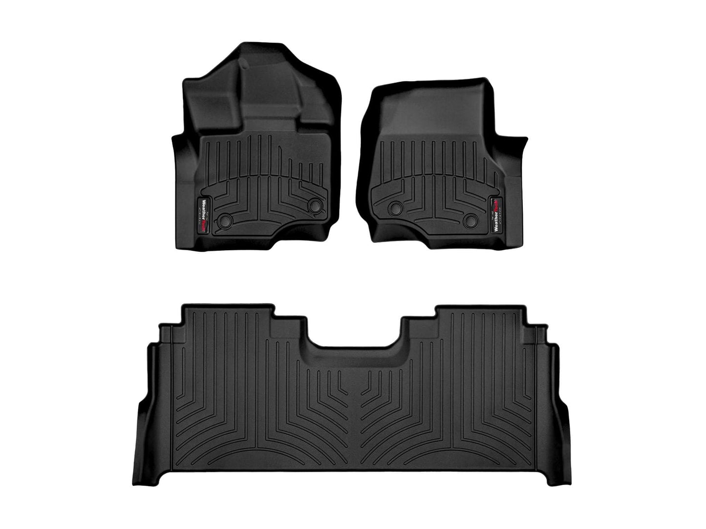 WeatherTech Custom Fit FloorLiners for Ford F-150 (SuperCrew, Bucket Seats), F-150 Lightning, F-150 Raptor - 1st & 2nd Row (44697-1-6) W/Fold Flat Storage, Black