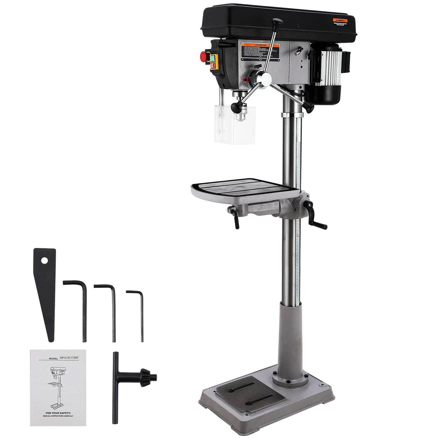 17 in Floor Drill Press with Swing-away Safety Guard, 12 Amp 120V Pure Copper Motor, 200-3630 RPM Variable Speed, 0-45° Tilting Worktable, Tabletop Drilling Machine for Wood Metal
