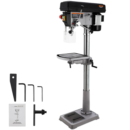 17 in Floor Drill Press with Swing-away Safety Guard, 12 Amp 120V Pure Copper Motor, 200-3630 RPM Variable Speed, 0-45° Tilting Worktable, Tabletop Drilling Machine for Wood Metal