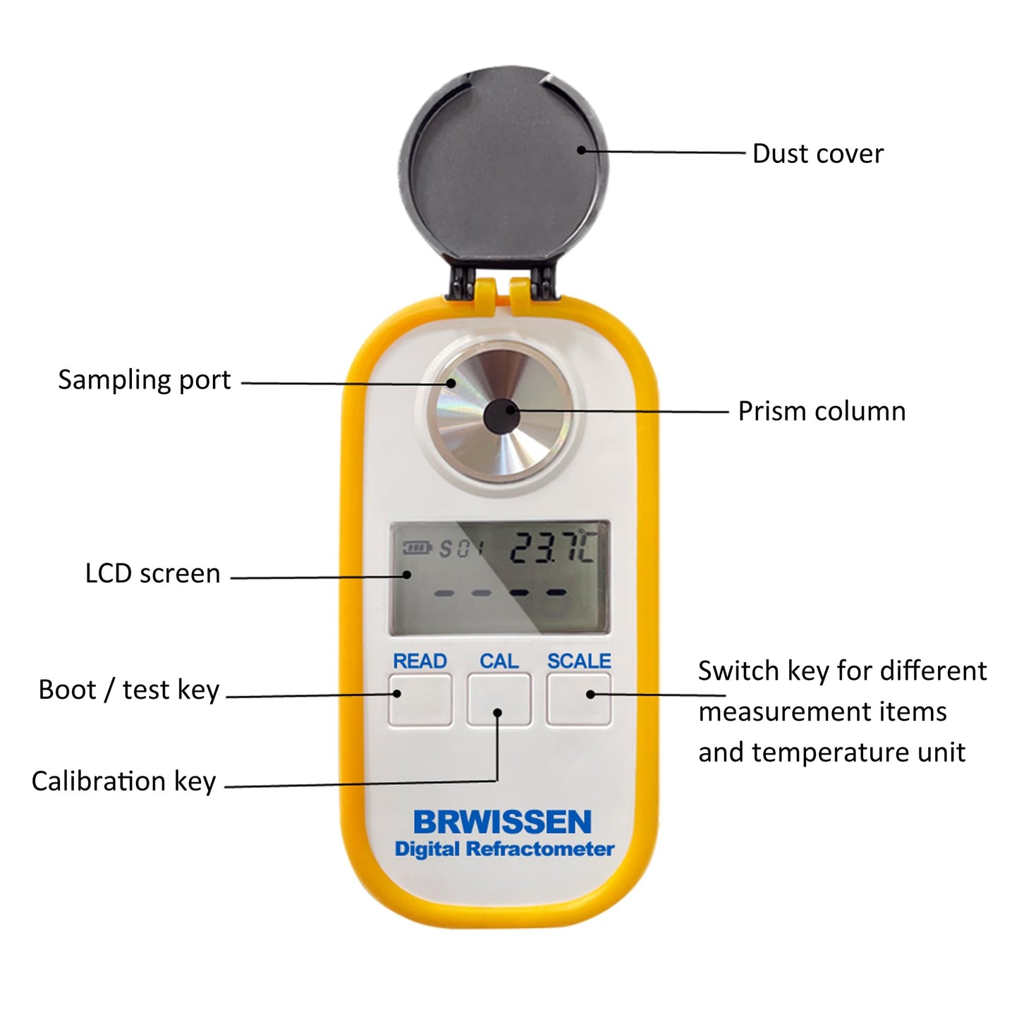 BRWISSEN Digital Refractometer 5-in-1 Antifreeze Coolant Diesel Exhaust Fluid DEF Tester - Urea Concentration, Antifreeze & Car Windshield Washer Fluid Freeze Point Detector