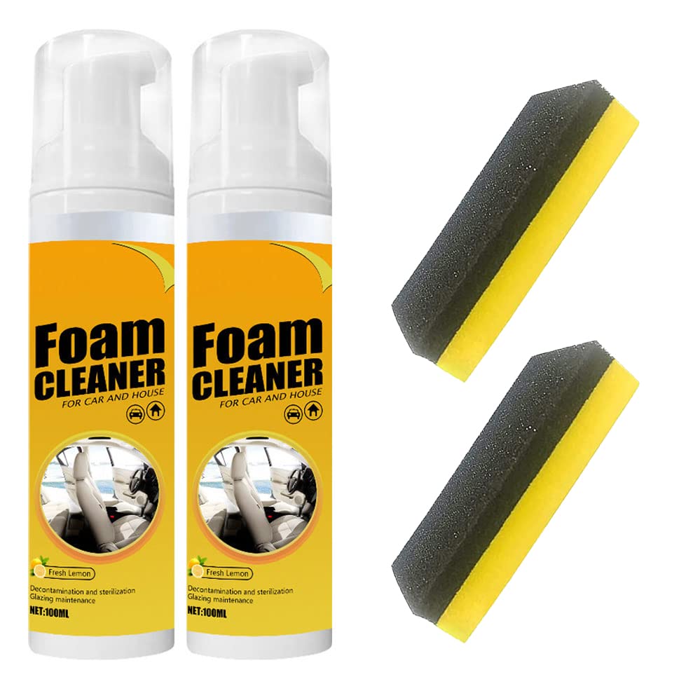 Biaoyun 2 PCS Multipurpose Foam Cleaner Spray, Foam Cleaner for car and House, Leather Decontamination, Multi-Functional Foam Cleaner, All-Purpose Household Cleaners for Car and Kitchen