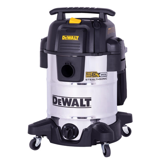 DEWALT 10 Gallon STEALTHSONIC Wet and Dry Shop Vacuum, Ultra Quiet Heavy Duty With Attachments, Powerful Outdoor Vac for Car, Garage, Workshop, Jobsite, Patio, DXV10S-QT, 5 Peak HP