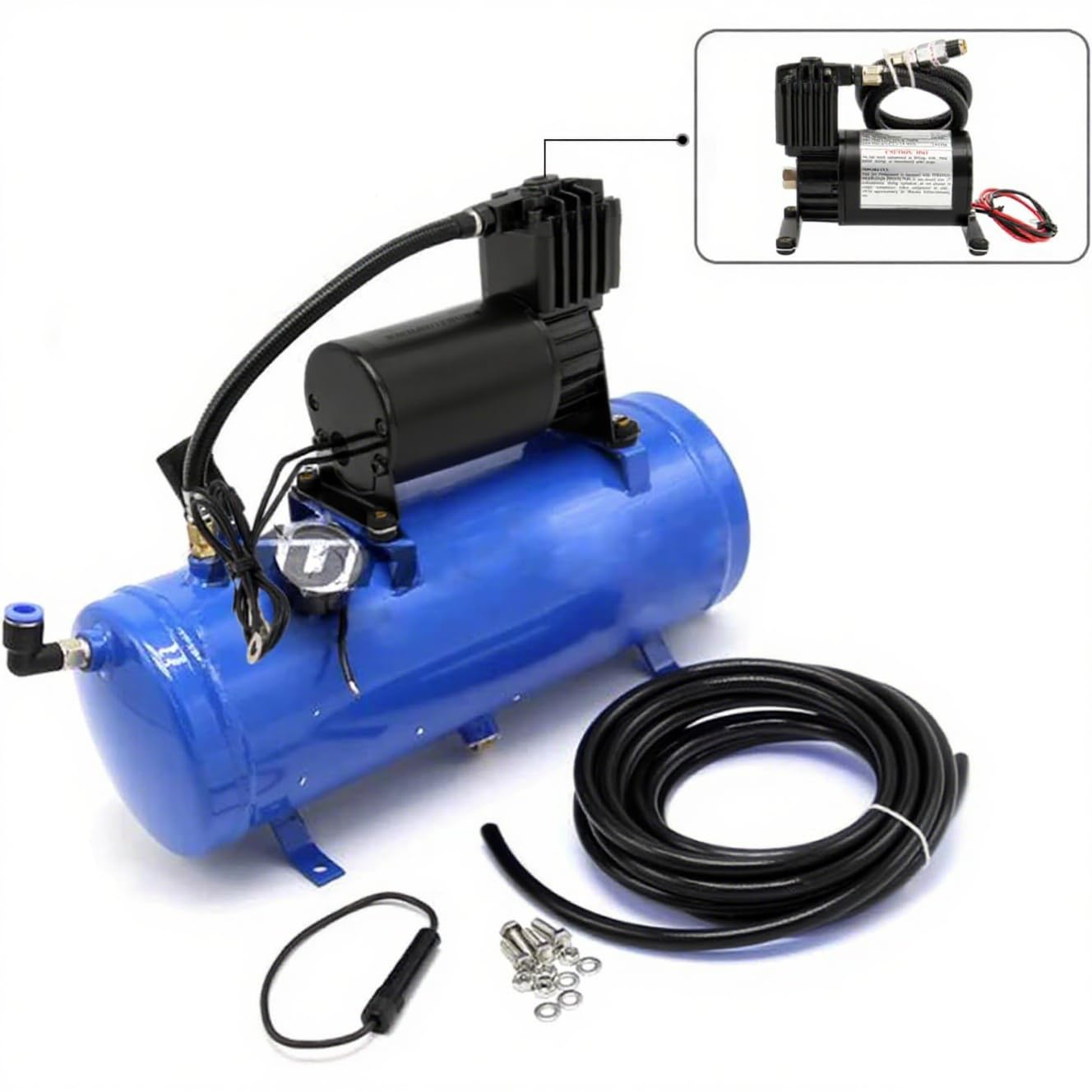 ZHSYMX Universal 150 PSI Horns Heavy Duty Onboard Air Compressor, Replacement for Truck/Car Train Horn/Suspension/Ride/Bag kit/System and All 12v Vehicles like Semi/Pickup Trucks, Black 1/4 NPT