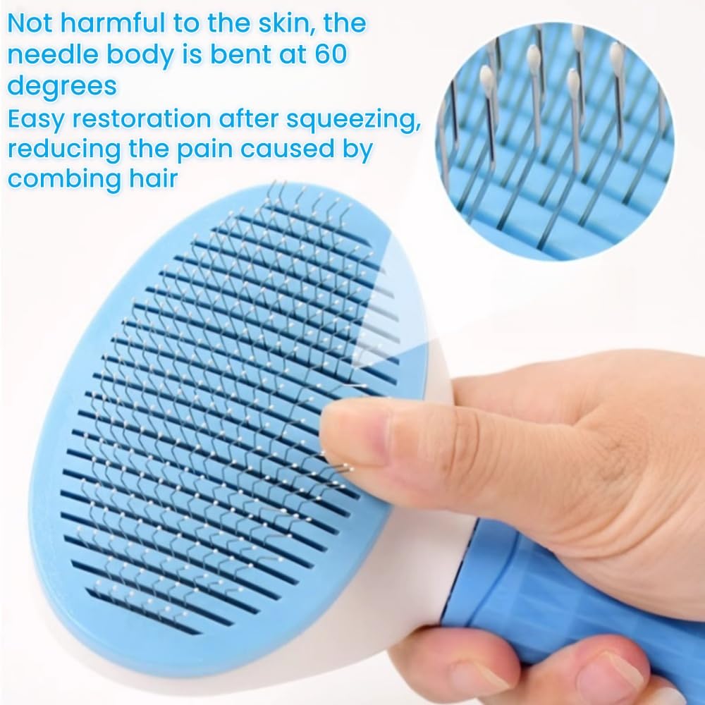 Cat Brush Self Cleaning, Ergonomic Handle,Slicker Cat Brush with Release Button,Tool Suitable for Cats And Dogs Pet Hair Cleaner, Easy to Remove Loose Undercoat ﻿ ﻿
