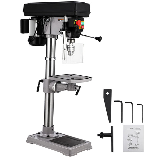 13 in Benchtop Drill Press, 7.5 Amp 120V Pure Copper Motor with Swing-away Safety Guard, 288-3084 RPM Variable Speed, 0-45°Tilting Worktable, Tabletop Drilling Machine for Wood Metal