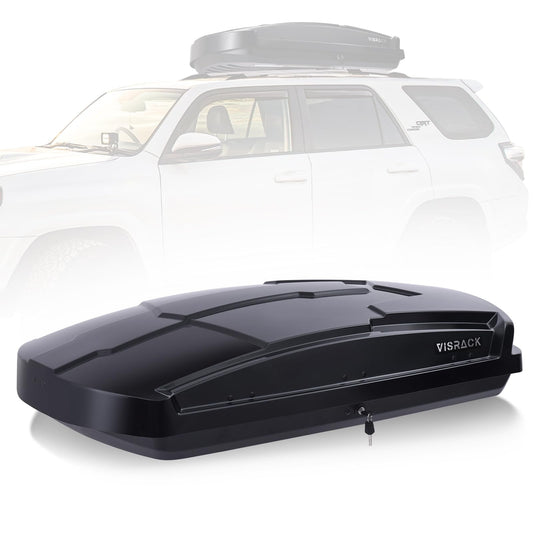DOPERFE Rooftop Cargo Box, Hardshell Trunk Rack with Security Lock, Dual Sided Opening 15.5 cu. ft. Storage, L 58.3 in. x W 35.4 in. x H 13 in.(15.5 Cubic Feet- Black)