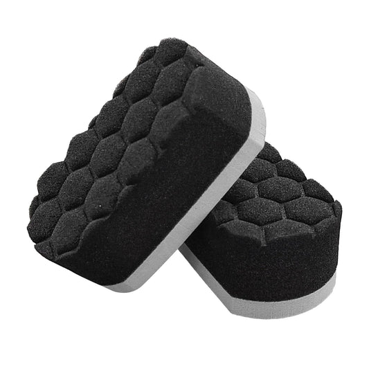 Suvnie 2 PCS Tire Shine Dressing Applicator Pad, Washable Hex Logic Car Detailing Foam Sponge with Easy Grip, Soft Tire Trim Applicator Pad for Car Glass, Porcelain and More (Gray)