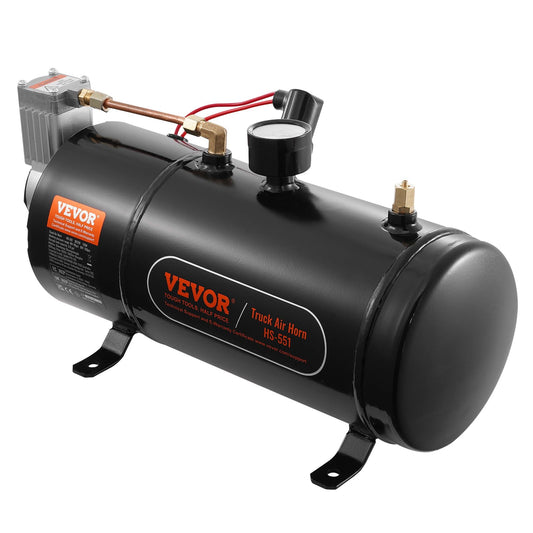 VEVOR 12V Air Compressor with Tank 0.8 Gallon/3 L, Train Horn Air Compressor, 120 psi Working Pressure Onboard Air Compressor System for Train Air Horns, Inflating Tires, Air Mattresses