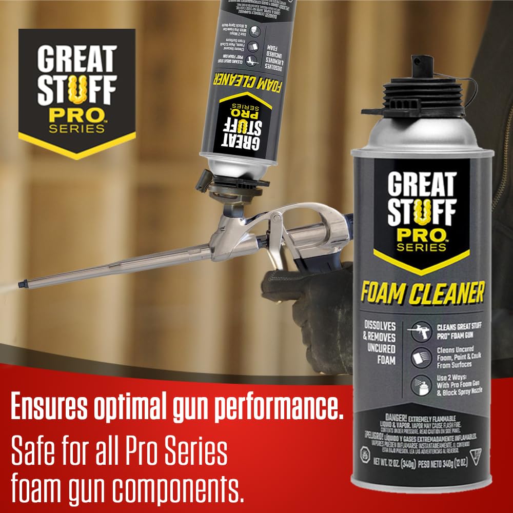 Great Stuff PRO Foam Cleaner 12oz - For Use With PRO Series Spray Foam Applicators - Pack of 12