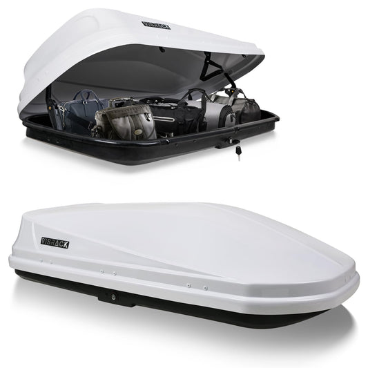Large Rooftop Cargo Carrier Box, Heavy Duty Hard Shell Roof with Security Keys, Waterproof Rooftop Cargo Box, 62 (L) x 31 (W) x 15(H) Inches, 16 Cubic Feet (Tool-Free Install), White