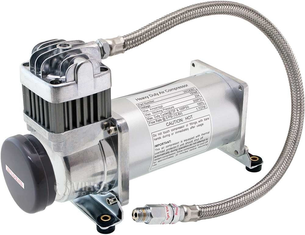 Vixen Horns 12V Air Compressor with Tank 1.5 Gallon - 150 PSI Working Pressure Onboard Air System for Train Horns/Inflating Tires, VXO8315