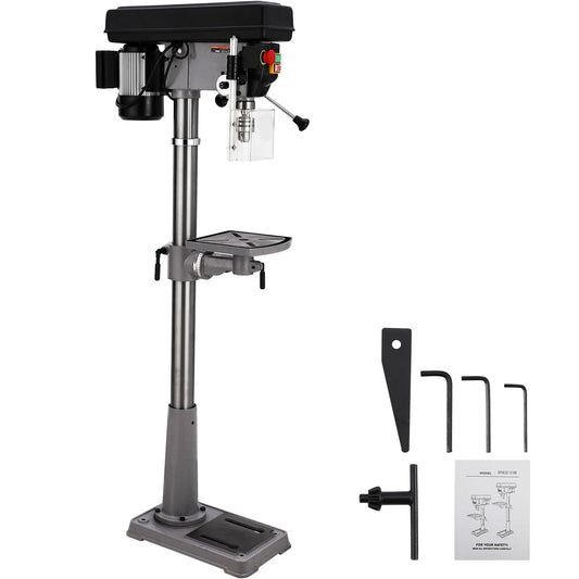 GarveeTech 13 in Floor Drill Press, 7.5 Amp 120V Pure Copper Motor with Swing-away Safety Guard, 288-3084 RPM Variable Speed, 0-45°Tilting Worktable, Tabletop Drilling Machine for Wood Metal