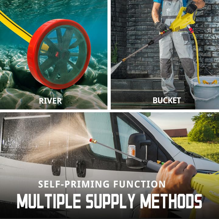 PowerSmart 40V Cordless Pressure Washer 1100 PSI with 4.0 Ah Battery and Charger Included, High Pressure for Car, Deck, Driveway