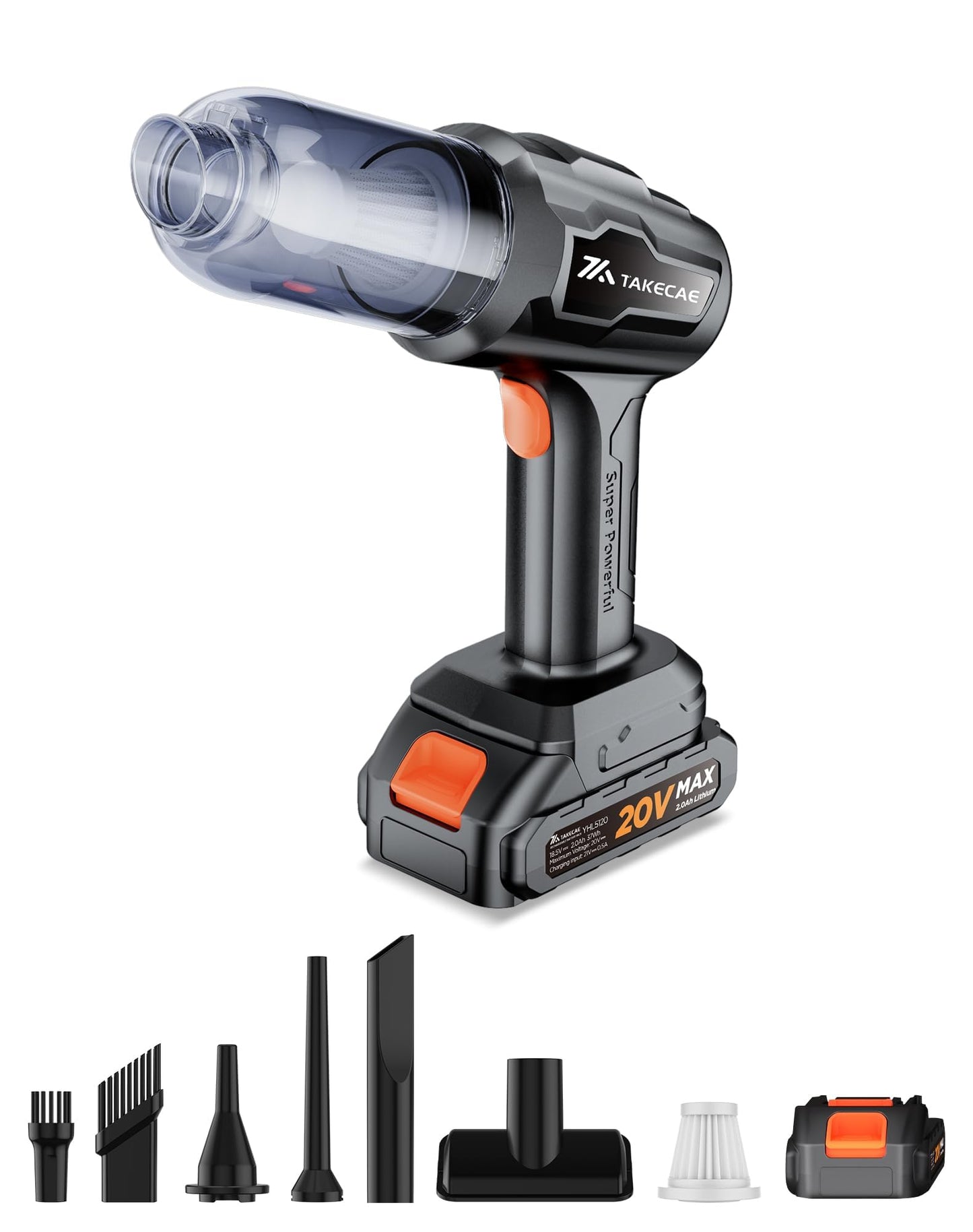 TAKECAE 15000PA Hand Held Vacuum Cleaner Cordless Rechargeable, 2000mAh*2Battery Mini Vacuum Cleaner, Cars Accessories Interior, 4-in-1 Portable Air Duster ForCar, Office, Home, Pet Hair Cleaning