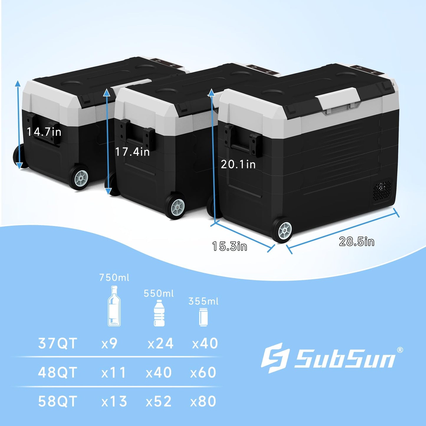 SHAREWIN Car Fridge, Car Refrigerator with Wheels, Electric cooler, Portable Freezer, 4℉~68℉, 12/24V DC, 100~240V AC APP Control, Portable Refrigerator, Travel, Truck, Camping, Boat (37QT)